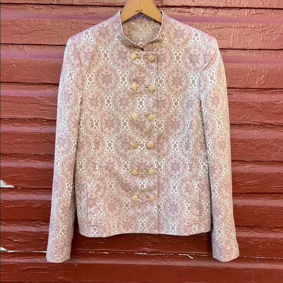 Bill Blass Double Button Mandarin Collar Cotton Blend Vtg Jacket Women's Size 10